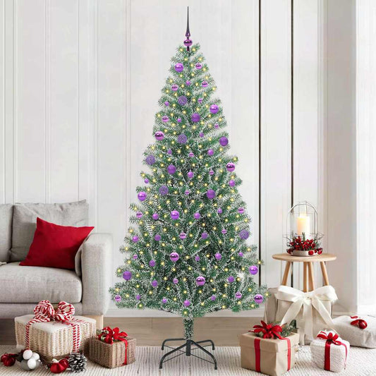vidaXL Artificial Christmas Tree Snow Flocked with LED Light 210 cm