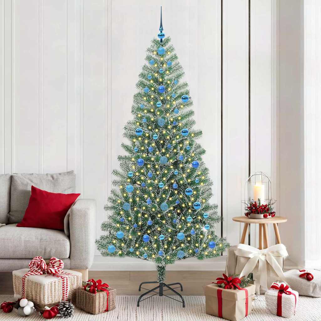 vidaXL Artificial Christmas Tree Snow Flocked with LED Light 210 cm