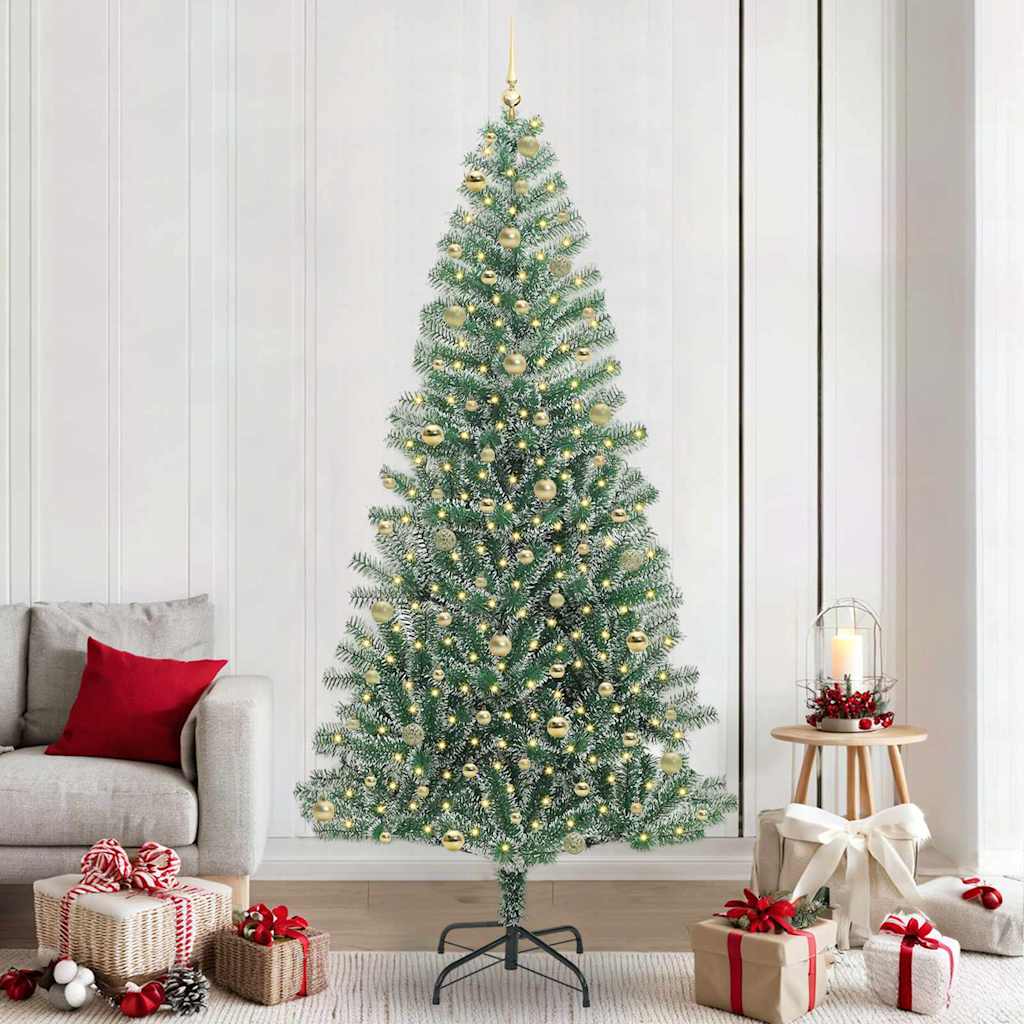 vidaXL Artificial Christmas Tree Snow Flocked with LED Light 240 cm