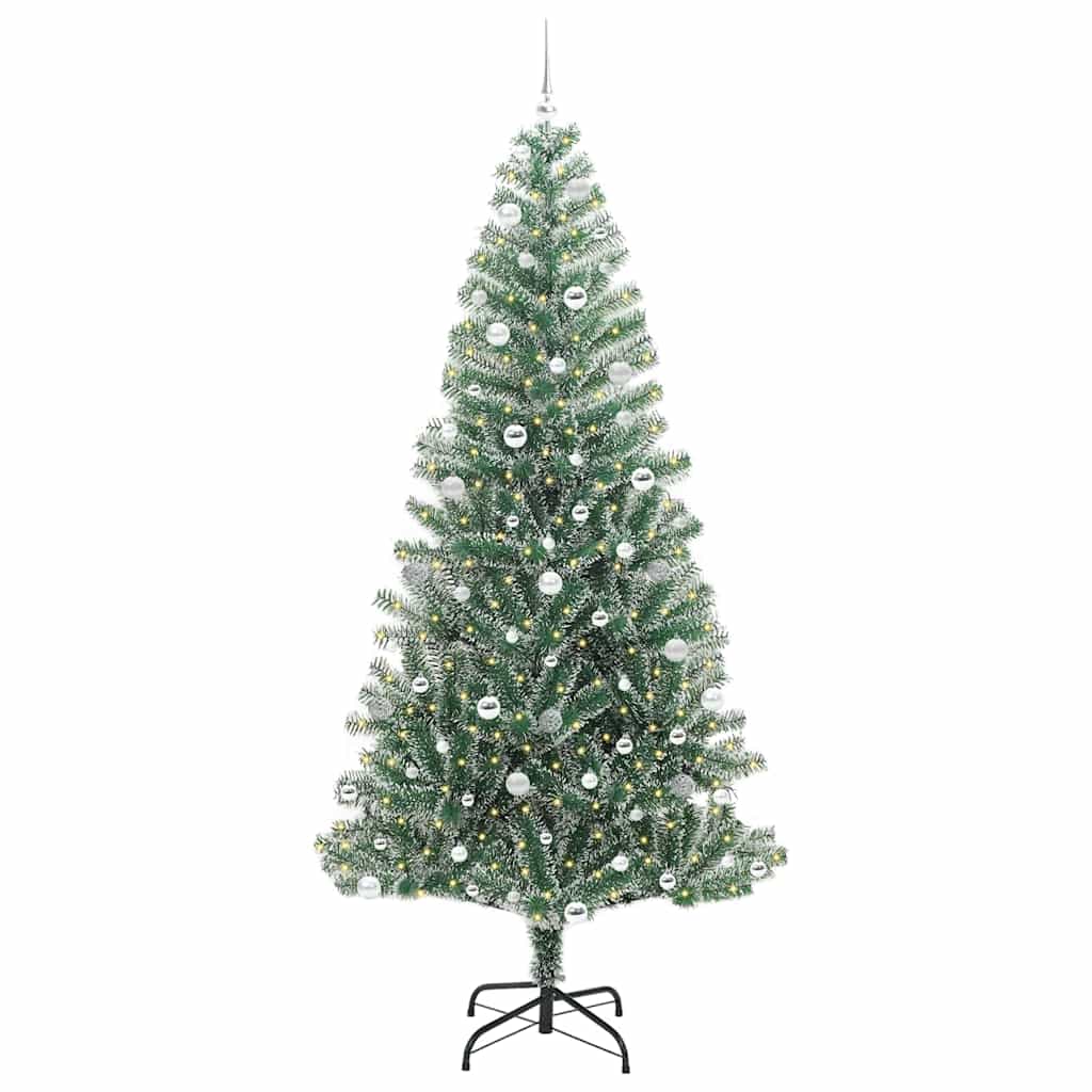 vidaXL Artificial Christmas Tree Snow Flocked with LED Light 240 cm