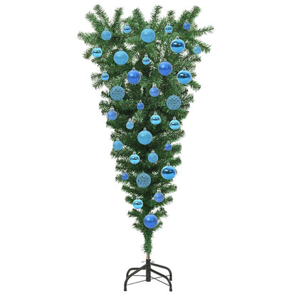 vidaXL Upside-down Artificial Pre-lit Christmas Tree with Ball Set PVC