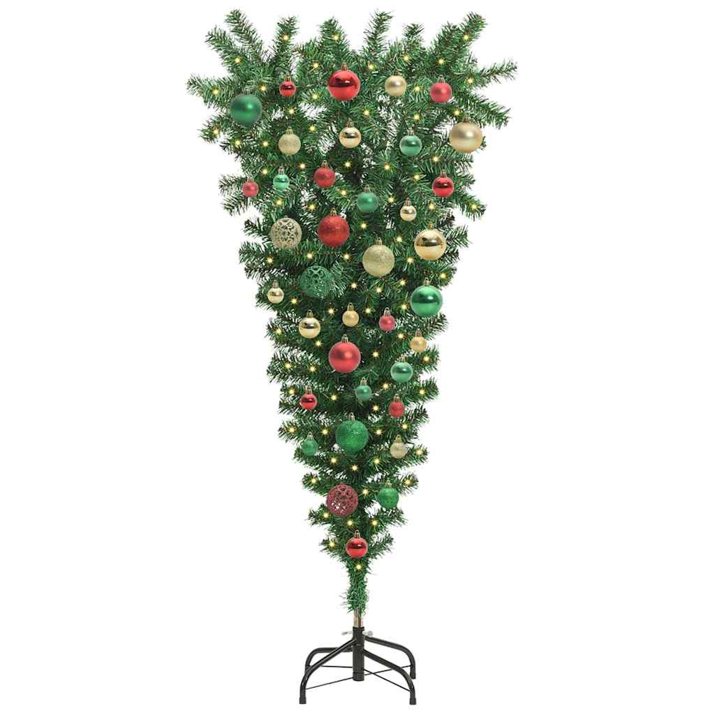 vidaXL Upside-down Artificial Pre-lit Christmas Tree with Ball Set PVC