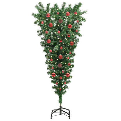 vidaXL Upside-down Artificial Pre-lit Christmas Tree with Ball Set PVC