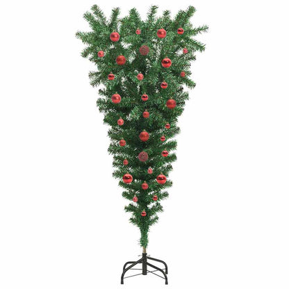 vidaXL Upside-down Artificial Pre-lit Christmas Tree with Ball Set PVC