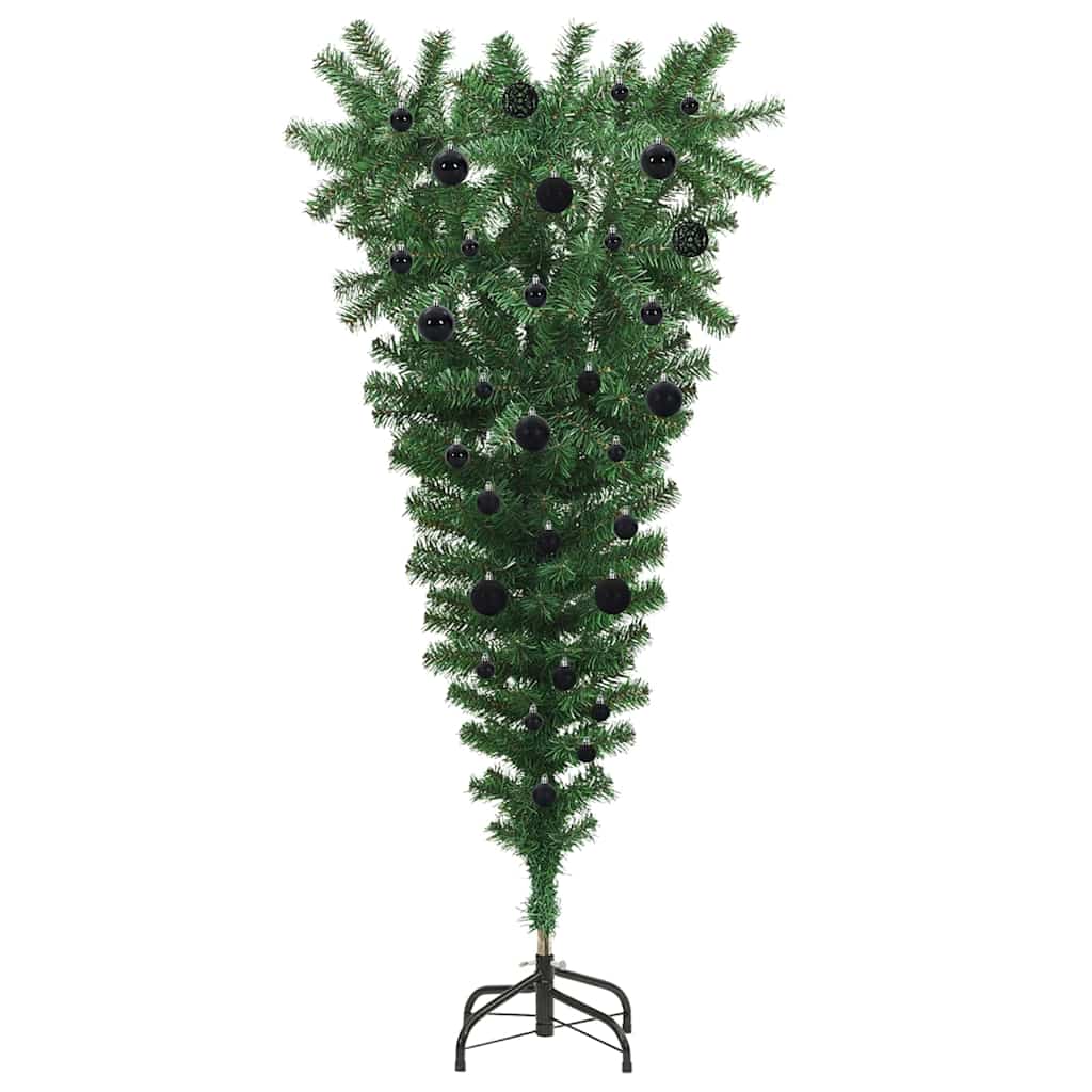 vidaXL Upside-down Artificial Pre-lit Christmas Tree with Ball Set PVC