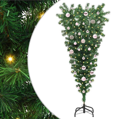 vidaXL Upside-down Artificial Pre-lit Christmas Tree with Ball Set PVC