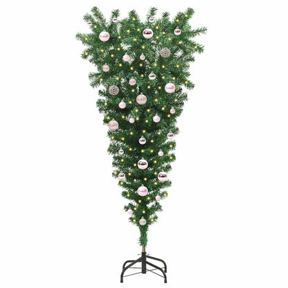 vidaXL Upside-down Artificial Pre-lit Christmas Tree with Ball Set PVC