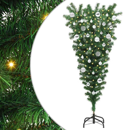 vidaXL Upside-down Artificial Pre-lit Christmas Tree with Ball Set PVC
