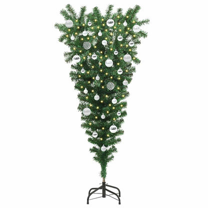 vidaXL Upside-down Artificial Pre-lit Christmas Tree with Ball Set PVC
