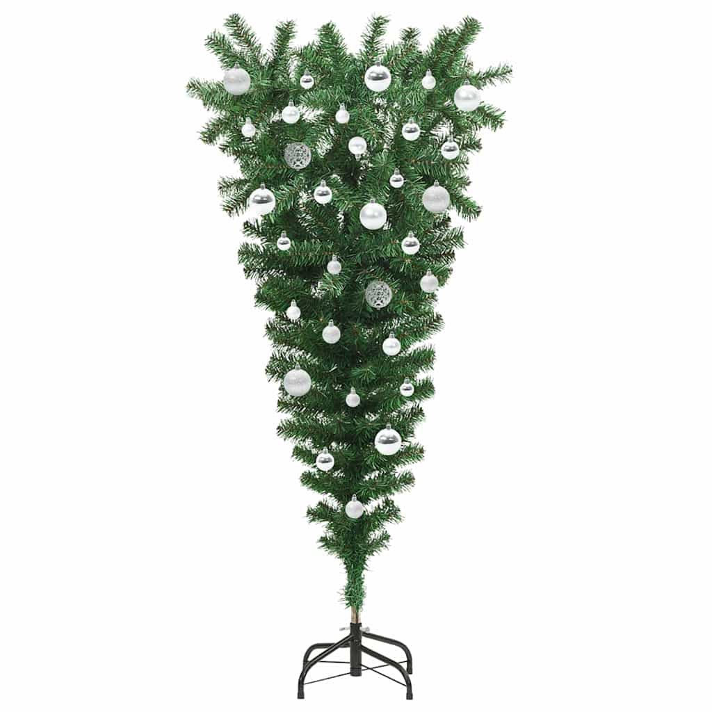 vidaXL Upside-down Artificial Pre-lit Christmas Tree with Ball Set PVC
