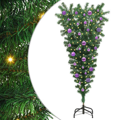 vidaXL Upside-down Artificial Pre-lit Christmas Tree with Ball Set PVC