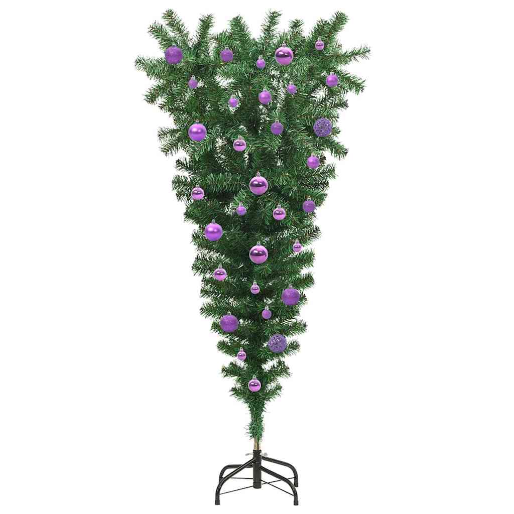 vidaXL Upside-down Artificial Pre-lit Christmas Tree with Ball Set PVC