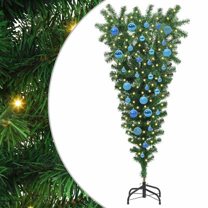 vidaXL Upside-down Artificial Pre-lit Christmas Tree with Ball Set PVC