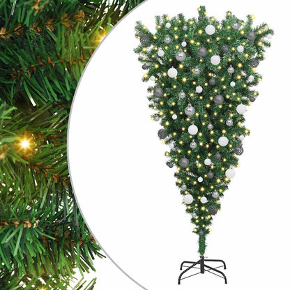 vidaXL Upside-down Artificial Pre-lit Christmas Tree with Ball Set PVC