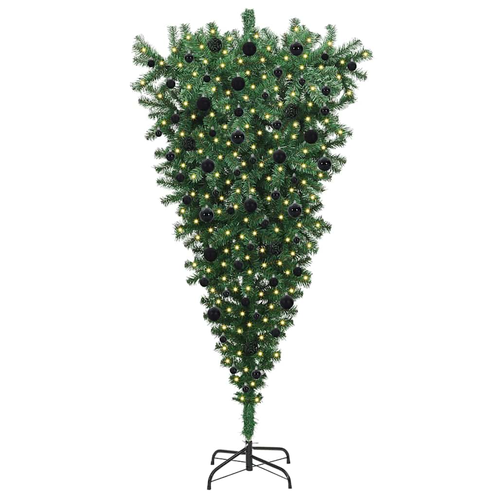 vidaXL Upside-down Artificial Pre-lit Christmas Tree with Ball Set PVC