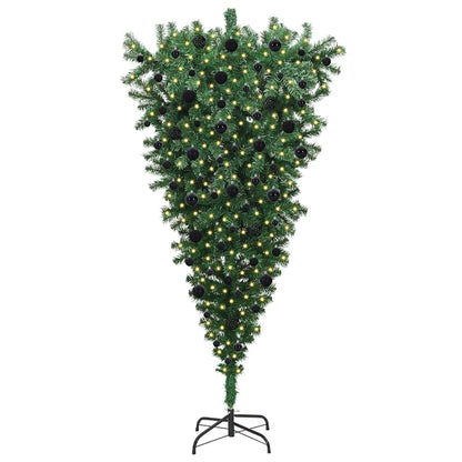 vidaXL Upside-down Artificial Pre-lit Christmas Tree with Ball Set PVC