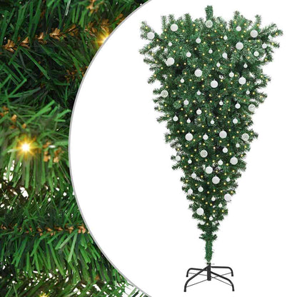 vidaXL Upside-down Artificial Pre-lit Christmas Tree with Ball Set PVC