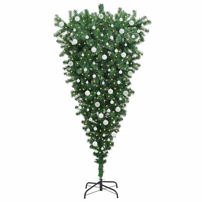 vidaXL Upside-down Artificial Pre-lit Christmas Tree with Ball Set PVC
