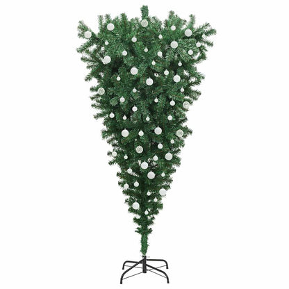 vidaXL Upside-down Artificial Pre-lit Christmas Tree with Ball Set PVC