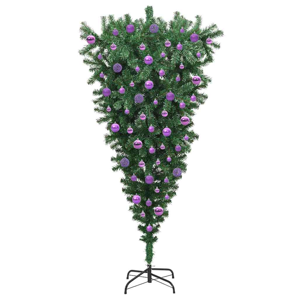 vidaXL Upside-down Artificial Pre-lit Christmas Tree with Ball Set PVC