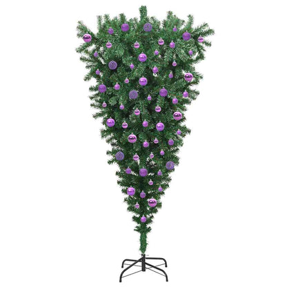 vidaXL Upside-down Artificial Pre-lit Christmas Tree with Ball Set PVC