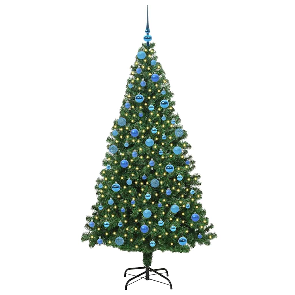 vidaXL Upside-down Artificial Pre-lit Christmas Tree with Ball Set PVC
