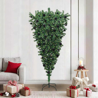 vidaXL Upside-down Artificial Pre-lit Christmas Tree with Ball Set PVC