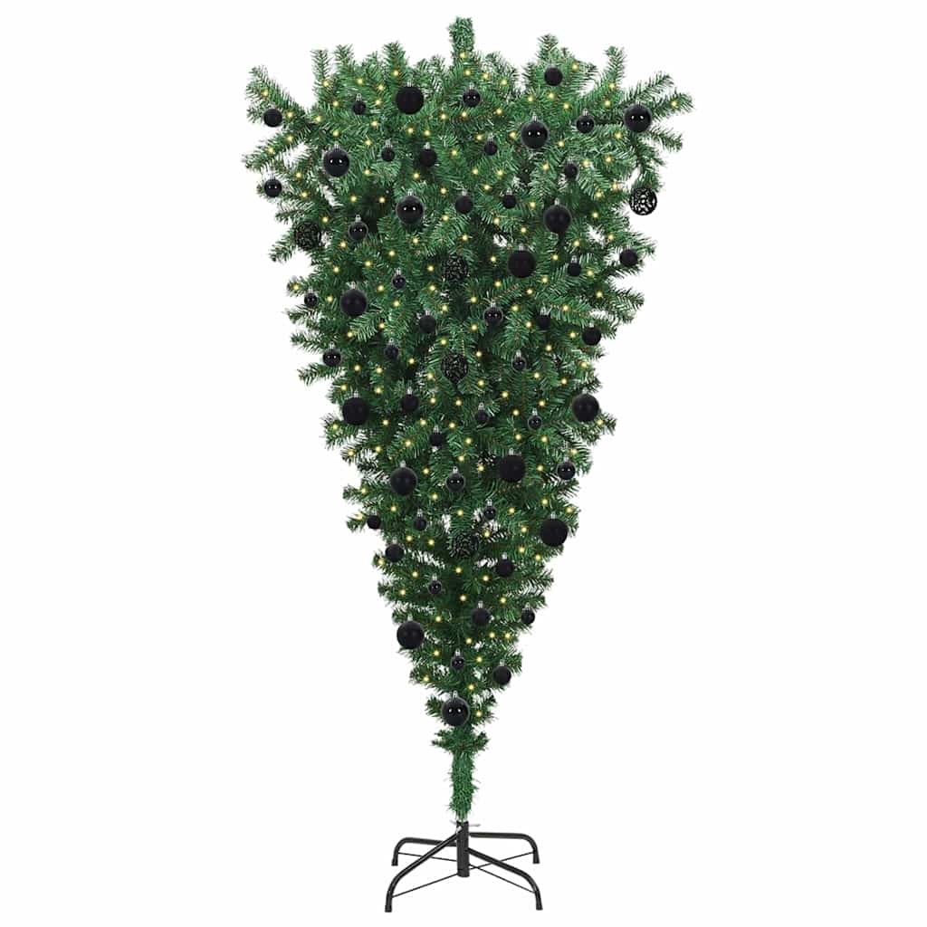 vidaXL Upside-down Artificial Pre-lit Christmas Tree with Ball Set PVC