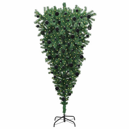 vidaXL Upside-down Artificial Pre-lit Christmas Tree with Ball Set PVC