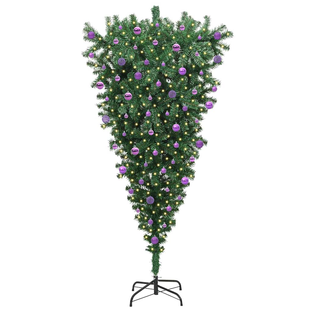 vidaXL Upside-down Artificial Pre-lit Christmas Tree with Ball Set PVC