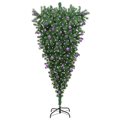 vidaXL Upside-down Artificial Pre-lit Christmas Tree with Ball Set PVC