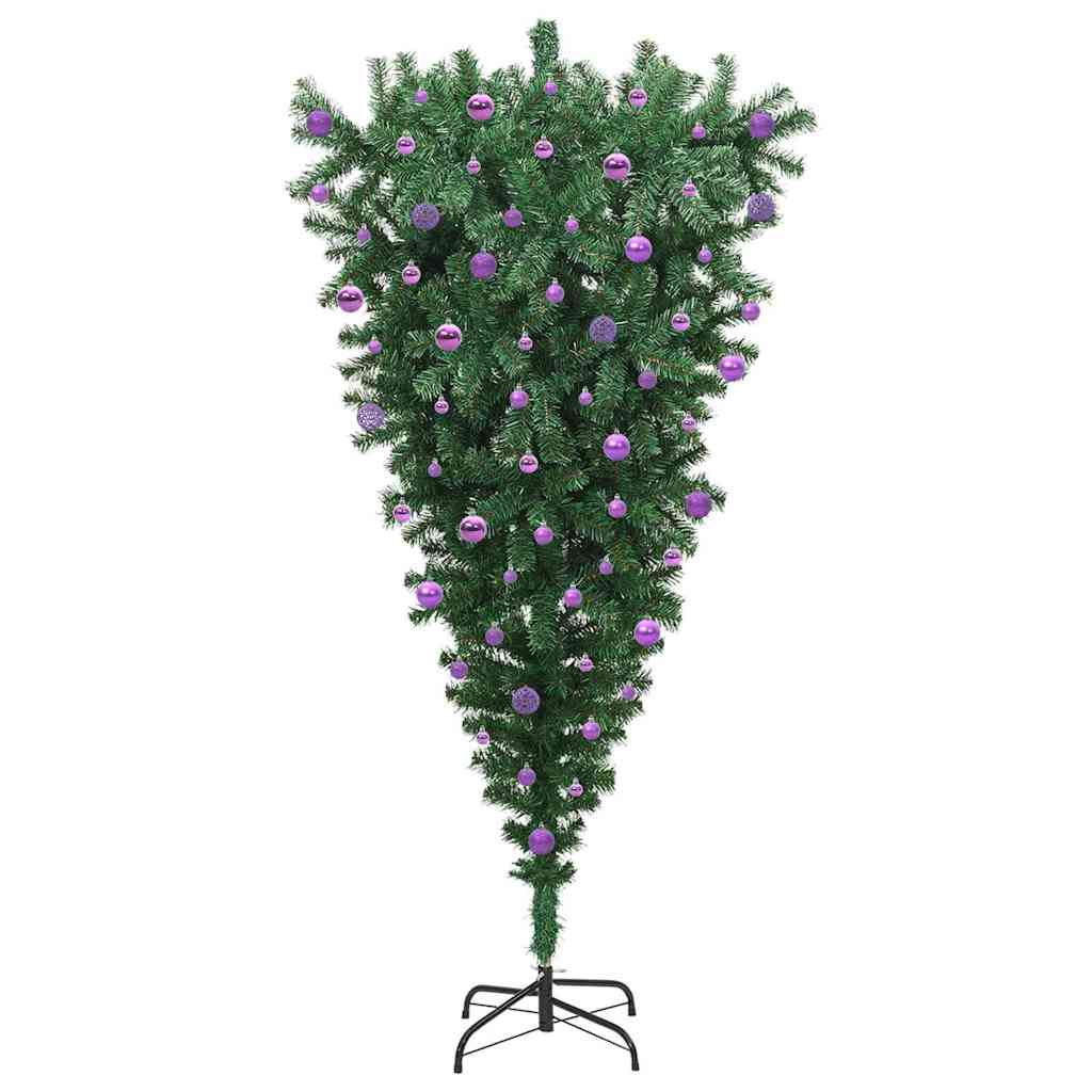 vidaXL Upside-down Artificial Pre-lit Christmas Tree with Ball Set PVC