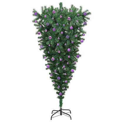 vidaXL Upside-down Artificial Pre-lit Christmas Tree with Ball Set PVC