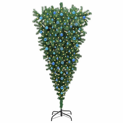 vidaXL Upside-down Artificial Pre-lit Christmas Tree with Ball Set PVC