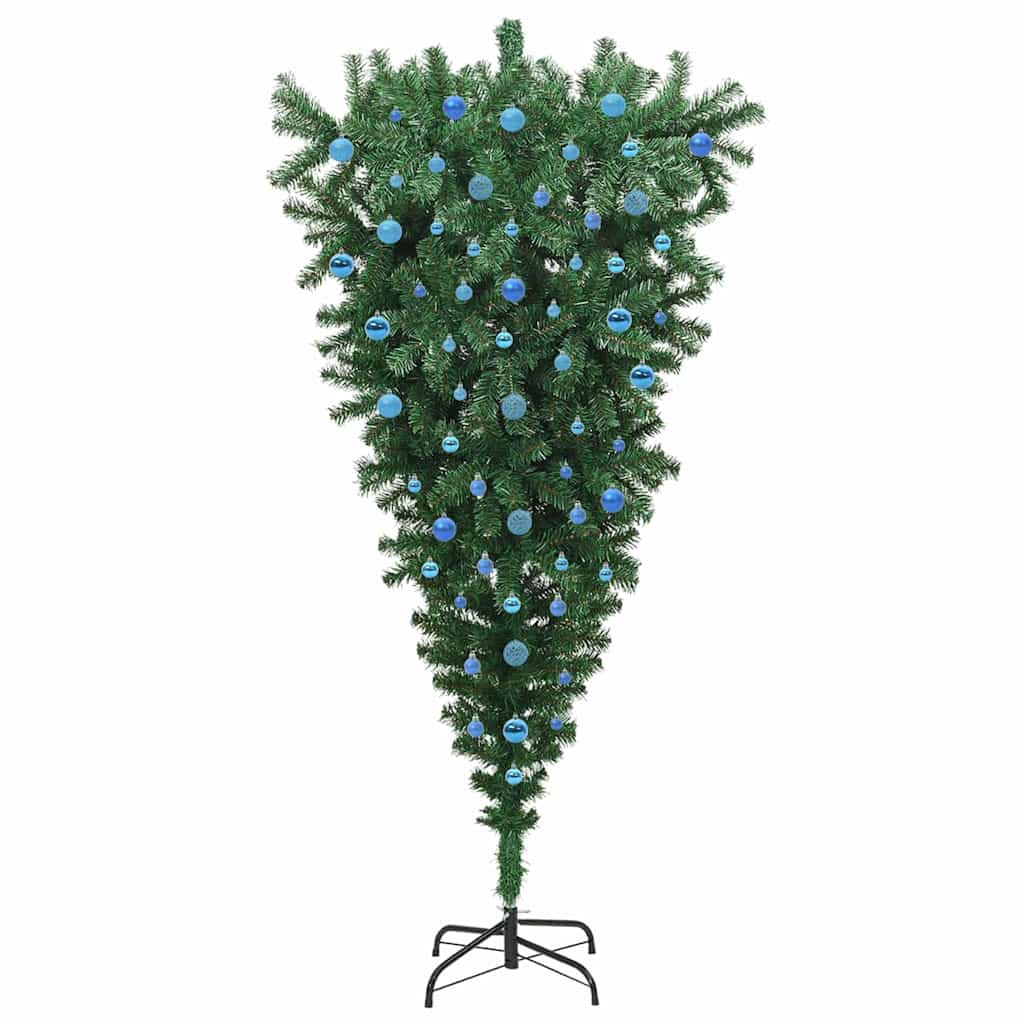 vidaXL Upside-down Artificial Pre-lit Christmas Tree with Ball Set PVC