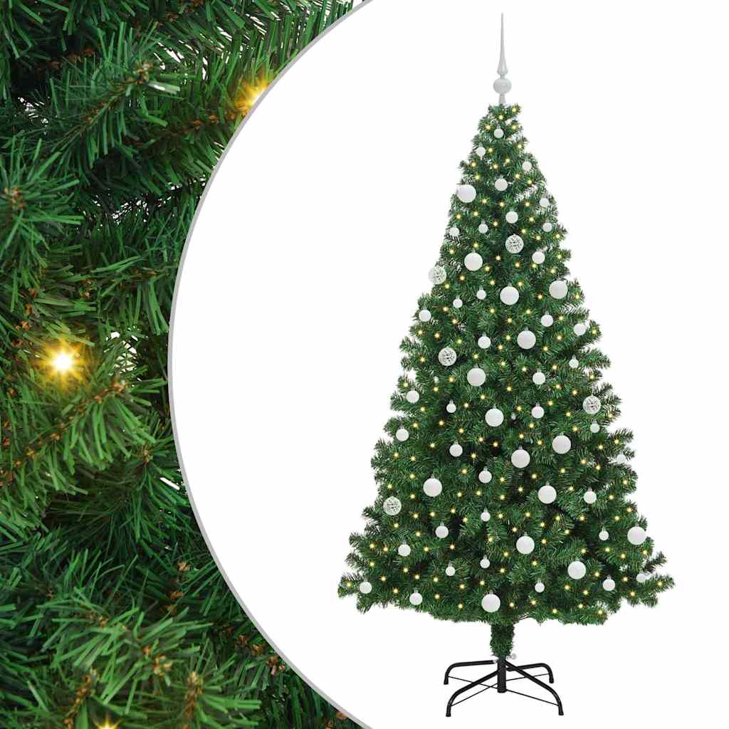 vidaXL Artificial Christmas Tree with 300 LEDs with Stand Green 180 cm