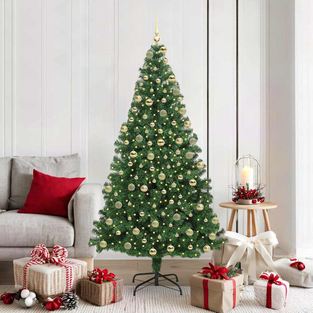 vidaXL Artificial Christmas Tree with 300 LEDs with Stand Green 180 cm