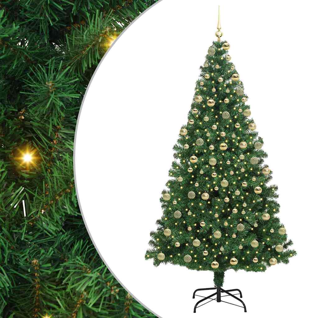 vidaXL Artificial Christmas Tree with 300 LEDs with Stand Green 180 cm