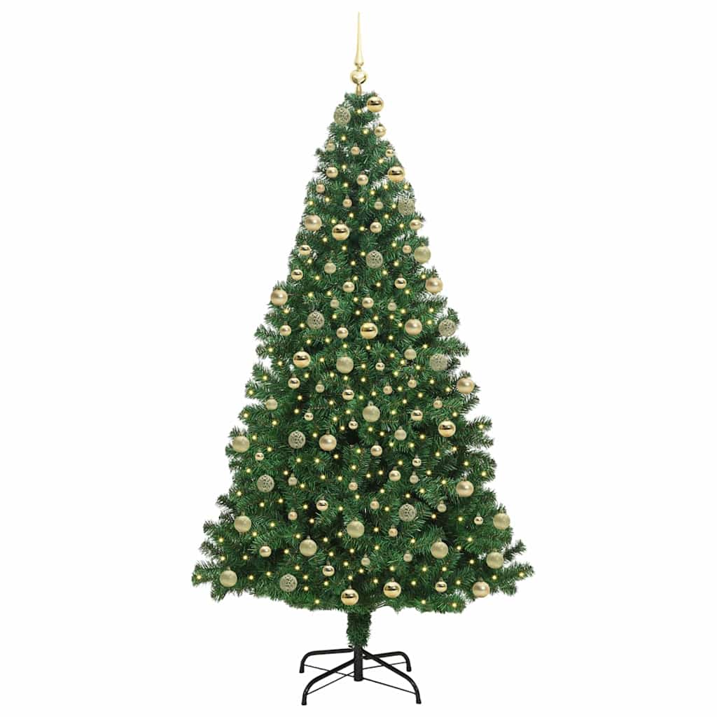 vidaXL Artificial Christmas Tree with 300 LEDs with Stand Green 180 cm