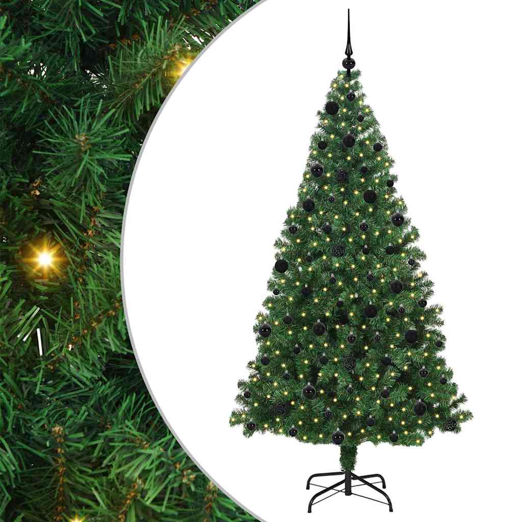 vidaXL Artificial Christmas Tree with 300 LEDs with Stand Green 210 cm