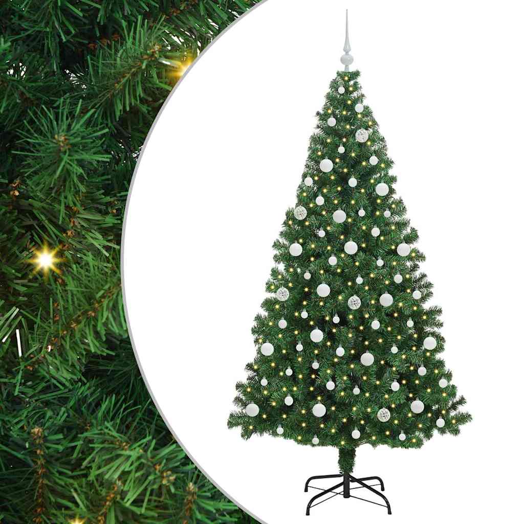 vidaXL Artificial Christmas Tree with 300 LEDs with Stand Green 210 cm