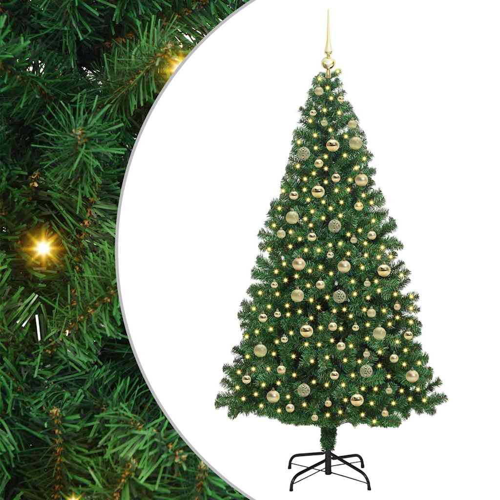 vidaXL Artificial Christmas Tree with 300 LEDs with Stand Green 210 cm