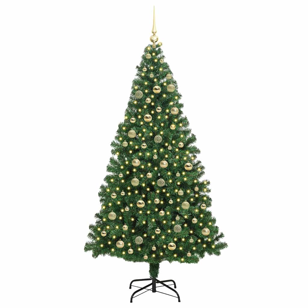 vidaXL Artificial Christmas Tree with 300 LEDs with Stand Green 210 cm