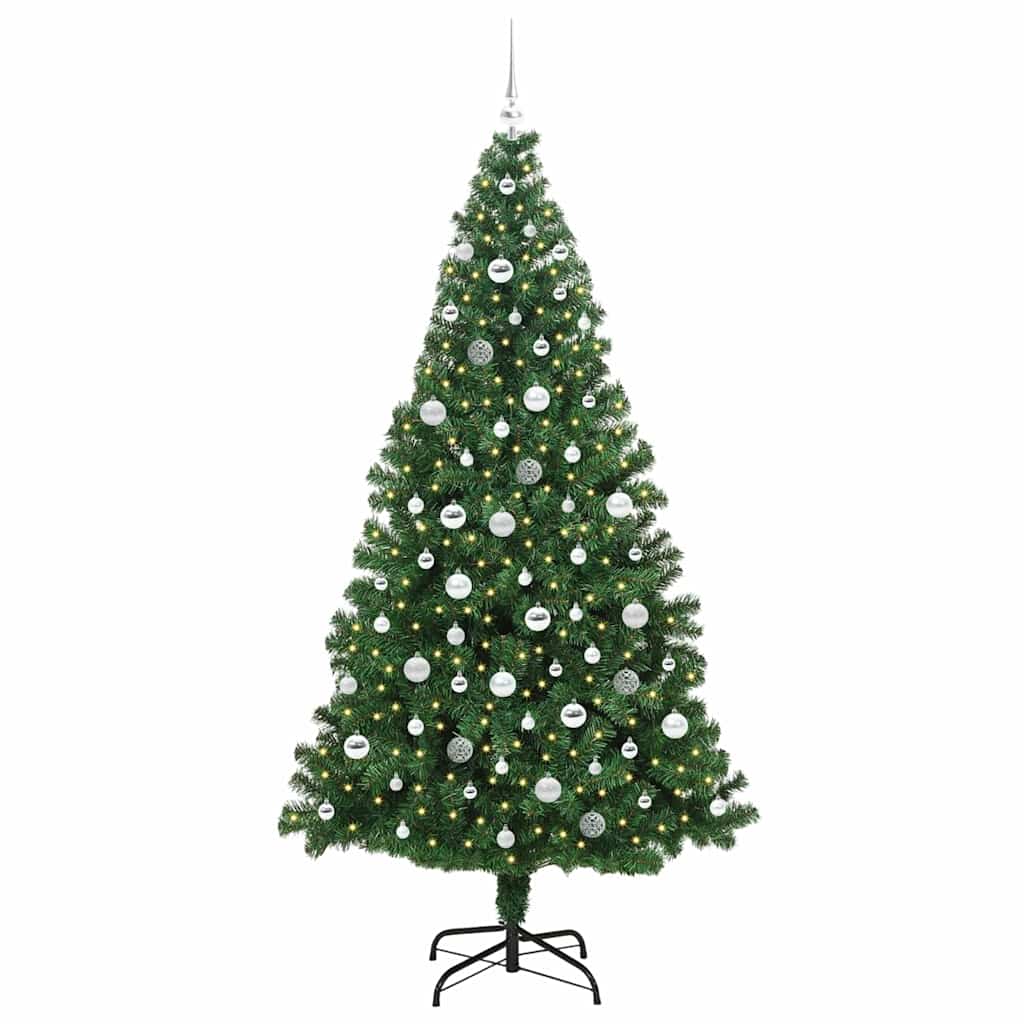 vidaXL Artificial Christmas Tree with 300 LEDs with Stand Green 210 cm