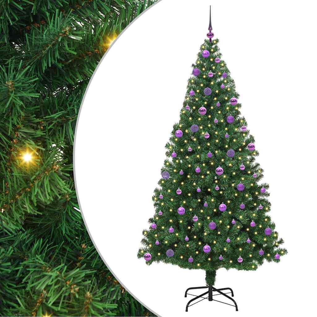 vidaXL Artificial Christmas Tree with 300 LEDs with Stand Green 210 cm