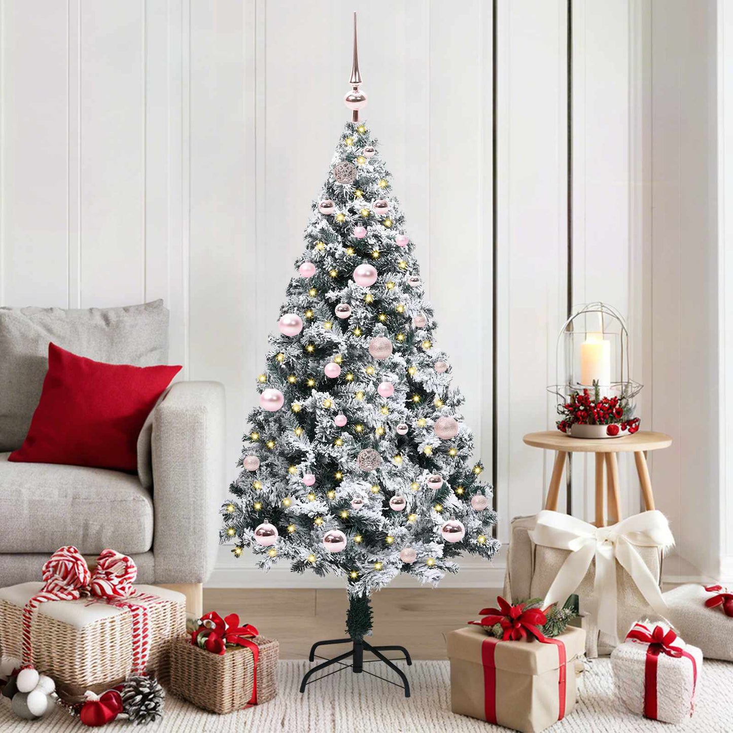 vidaXL Artificial Christmas Tree with 150 LEDs with Stand White 150 cm