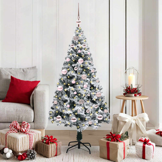 vidaXL Artificial Christmas Tree with 150 LEDs with Stand White 150 cm