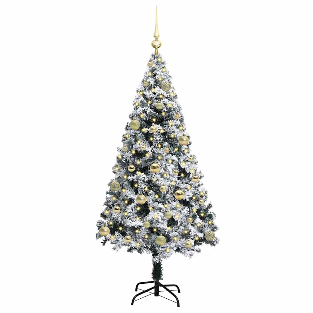 vidaXL Artificial Christmas Tree with 150 LEDs with Stand White 150 cm
