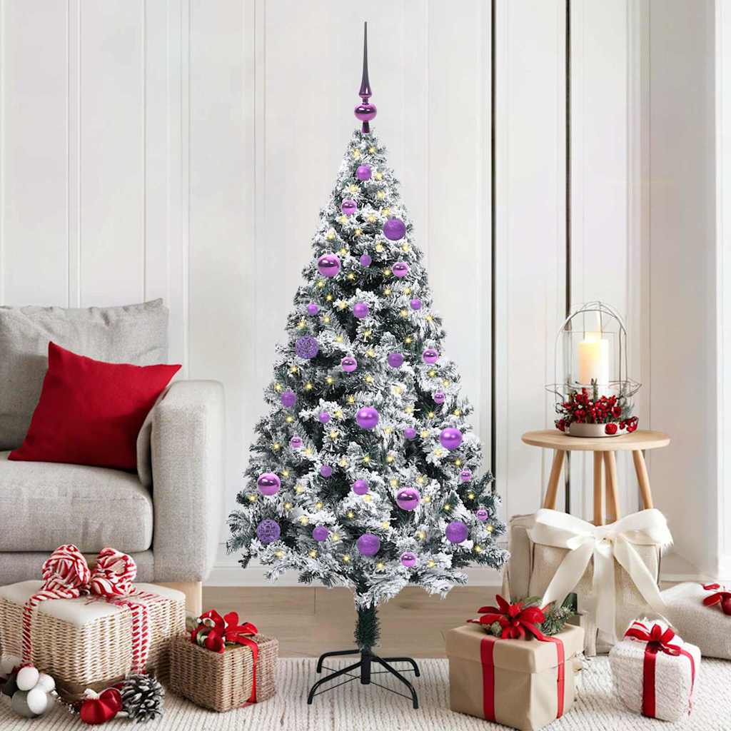 vidaXL Artificial Christmas Tree with 150 LEDs with Stand White 150 cm