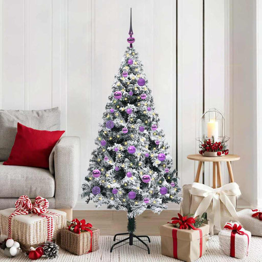 vidaXL Artificial Christmas Tree with 150 LEDs with Stand White 150 cm